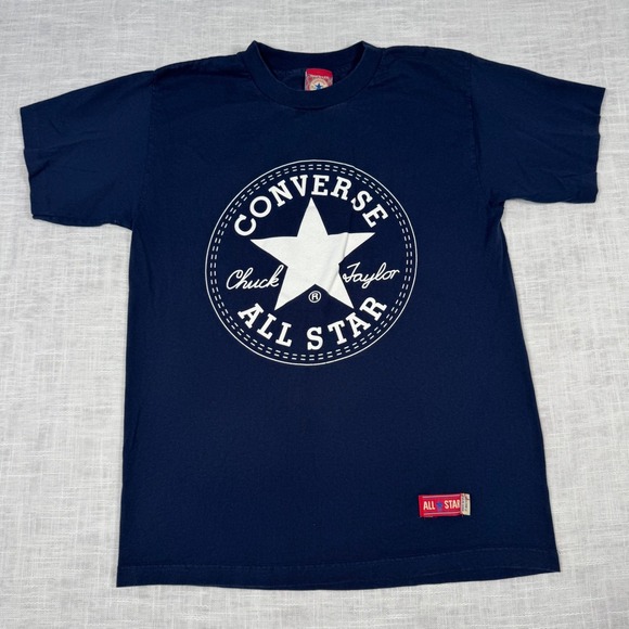 Converse‎ All Star Men L Navy Chuck Taylor T-Shirt Graphic Logo USA Made Vintage - Picture 1 of 10